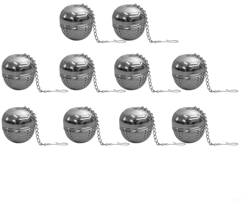 Infusor de bolas de té de acero inoxidable, 10 unidades, colador de té de malla fina para té de hojas, compatible con tazas y teteras, para fácil limpieza, forma ovalada Seaso