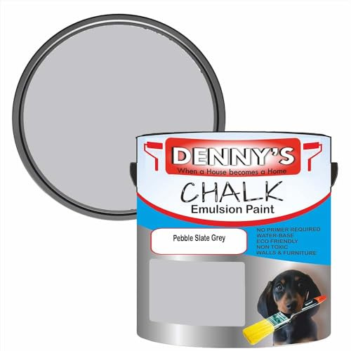 SCOOBYS PAINTS BACK IN THE MIX Chalk Emulsion Matt Paint, Water-Based, No Primer Required, For Walls and Furniture Grey, (Pebble Slate Grey, 1L Tin)