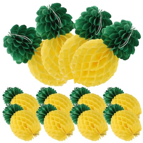 Homoyoyo 9 Stück Ananas Wabenball aus Seidenpapier 20cm Farbechte Tropische Party Deko für Hochzeit Geburtstag und Hawaii Feier