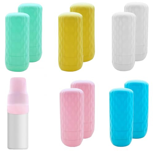 CUWERFO 10 Pack Silicone Bottle Covers for Travel, Leak-Proof Elastic Sleeves, Travels Silicone Bottle Caps, Reusable Travel Bottle Cap, for Most Travel-Sized Toiletries