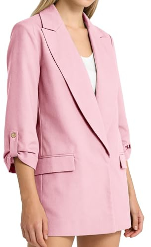 Linneblazer dam överdimensionerad blazer sportig elegant lätt kofta | Linne kontor kostymjacka amenblazer klassisk kostymkavaj enfärgad långärmad kofta bröllop fritid vardag