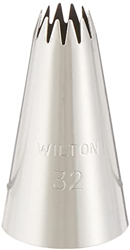 Wilton Beccucci in Acciaio Inox #32 Stella Aperta Cardato, Beccucci Sac a Poche, Piping Tip Riutilizzabile per Decorare Torte, Cupcake, Biscotti, Pasticcini