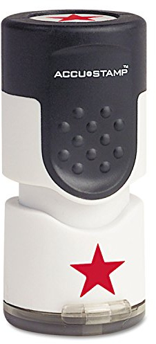 Accustamp 030726 Pre-Inked Round Stamp with Star 5/8-Inch Dia. Red