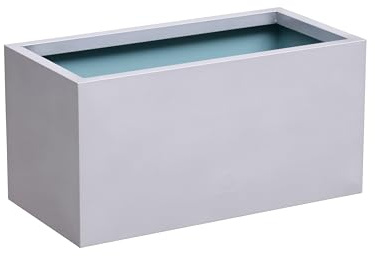 Primrose Zinc Galvanised Planter Rectangular Silver Outdoor Trough Planters XL 100cm x 40cm (39in x 15.7in)