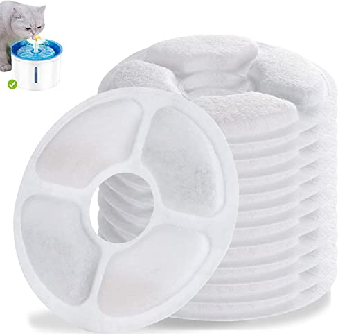 Dreamhigh® 12 Stück Katzenbrunnen Filter, Ersatzfilter für Trinkbrunnen für Katze und Hunde, Pet Filter Wasserbrunnen, Aktivkohle