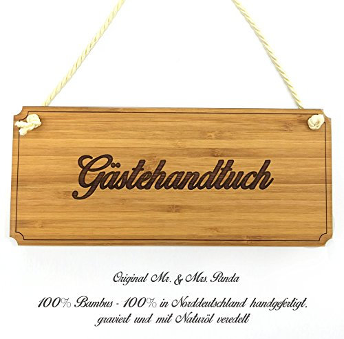 Mr. & Mrs. Panda Türschild Gästehandtuch - Geschenk, Holztafel, Holzschild, Shabby, Graviert, Landhaus, Geschenkidee, Küchenschild, Schild, Wandschild