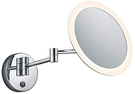 Trio Leuchten LED Bad Wandspiegelleuchte 282990106 View, Metall chromfarbig, Acryl weiß, 3 Watt LED, Touch Schalter, 36 x 21.6 x 21.6 cm, Chrom