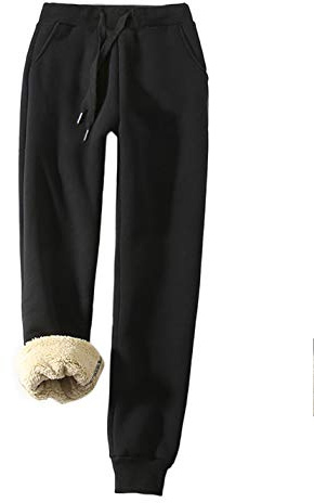 Yeokou Women's Warm Sherpa Lined Athletic Sweatpants Jogger Fleece Pants (Medium, Black)