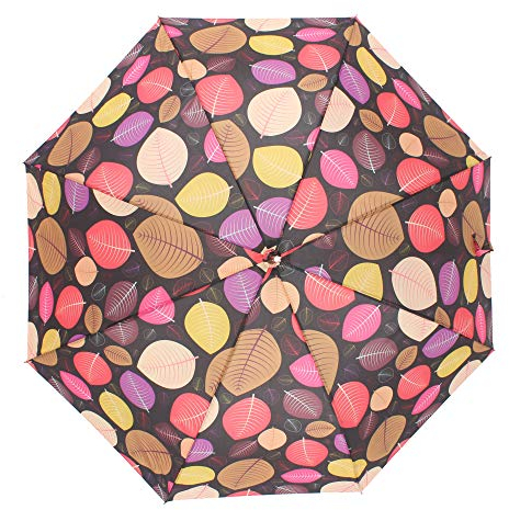 Susino 1008 Romantischer Automatik Stockschirme mit Blätter/Strumschirm/Damen Schirm/Lady Umbrella with Leaves (Rot-Pink-Gelb)