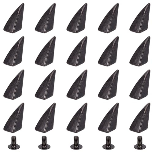 PandaHall 20 Sätze Gunmetal Shark Fin Form Spike Cone Studs Schraube Niet Metall Niet Spikes Schraube zurück für Tasche Hut Schuh Leder Halsband DIY Handwerk Zubehör