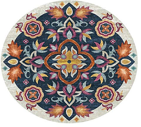 Alfombra, alfombra étnica Aspirador de agua absorbente de agua Cojín redondo Alfombrilla de baño Sencillo, suave y cómodo (Color : A, Size : 120cm*120cm)
