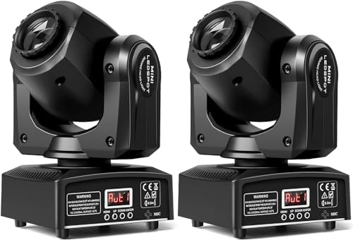 U`King Stage Lights Moving Head Lights 8 Gobos 8 Colors 11 Channels 25W Spotlights DMX 512 with Sound Activated for Wedding DJ Party Stage Lighting 2PCS