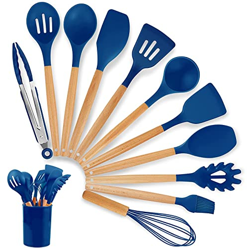 Ereno 12 Pz Set Utensili in Silicone, Utensili Da Cucina, Dark Blue