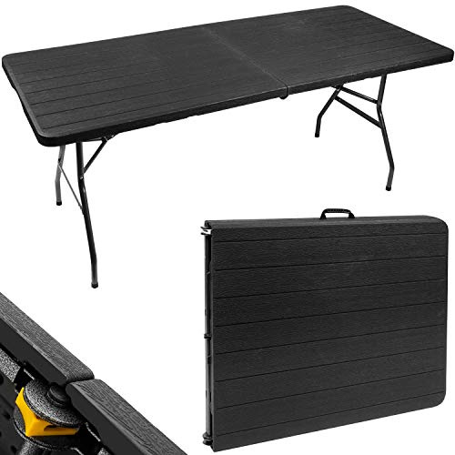 MT MALATEC ISO Trade Klappbarer Gartentisch 180 cm - Gartentisch Catering Wetterfest - für 8 Personen, HDPE & Stahlrahmen Outdoor Banketttisch Koffer Design Schwarz