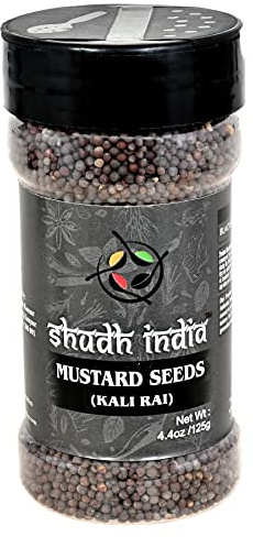 Shudh india Black Mustard Seeds Whole Spice (Kali Rai) 4.4oz (125g) PET Jar ~ All Natural | Gluten Friendly | NON-GMO | Vegan | Indian Origin  (Black Mustard Seeds)