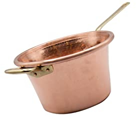CREARTISTIC Paiolo per Polenta in Rame, 32 cm, 7L - Manico Ottone, 12 Persone, anche per Marmellata, Formaggi, Pentola Martellata a Mano - Made in Italy