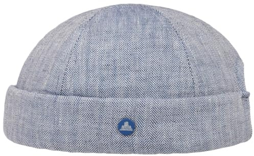 HAMMABURG Dockermütze Umschlagmütze Herren Fischgratmuster Made in EU Frühjahr Sommer blau L (58-59 cm)