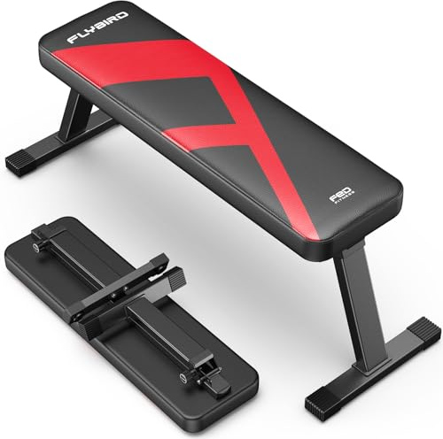 Banca Plana FLYBIRD, Banca Plana Plegable para Pesas, Estable para Todo Tipo de Entrenamiento de Fuerza y Press de Banca, Fácil de Montar para Ejercicios en Casa, Capacidad Máxima de Carga 300 kg