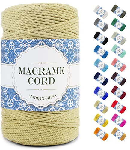 Uiopa Corda Macrame, Filo Macrame Corda Cotone, 4 Fili Cordoncino Cotone Spago Colorata, Cordino per Borse Uncinetto Arazzo da Parete Artigianato Fai Da Te Appendini per Piante