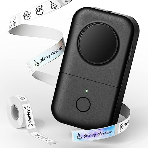 Phomemo D30 Etikettiergerät, Mini Etikettendrucker Beschriftungsgerät Selbstklebend Bluetooth Ettikettiergeraet für Zuhause,Küche,Schule,Büro,Thermo Labeldrucker Kompatibel mit iOS & Android - Schwarz