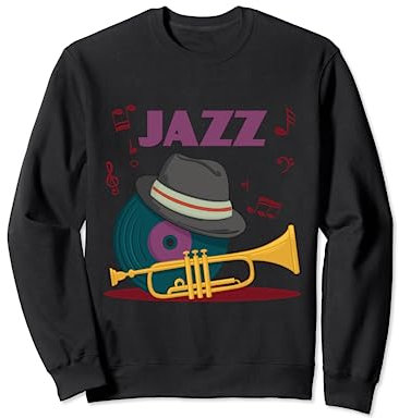 Jazz Classic Music Posaune und Vinyl Smooth Jazz Music Sweatshirt