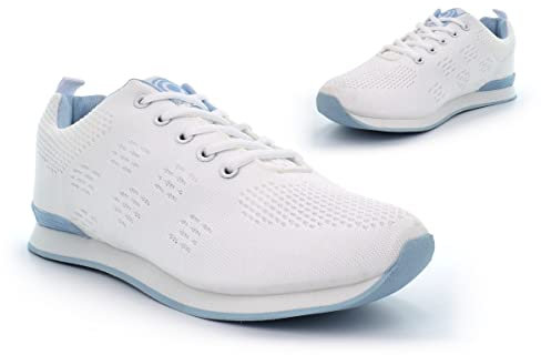 Ladies Bowling Shoes Ladies Lawn Bowl Trainers Womens Bowling Trainers Womens Lawn Bowl Shoes Womens Lawn Bowling Shoes Ladies Lawn Bowling Shoes White/Blue (Large Fit Order 1 Size Small) 4 UK