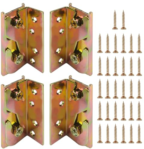 Rierousy 4 Stück Bettverbinder Einhängebeschlag, Schwerlast Bettbeschlag zum Einhängen Bettgeländer Bettwinkel Eckverbinder