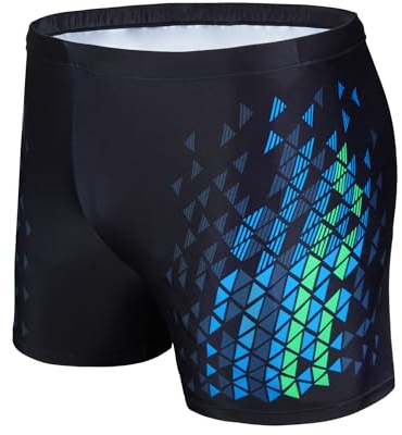 AMZSPORT Maillot de Bain Homme Short de Bain à Séchage Rapide Boxer de Plage avec Cordon de Serrage, Bleu Noir XL