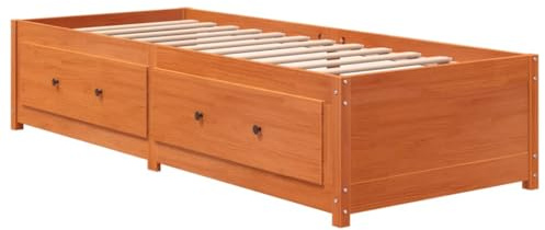 vidaXL Sofá Cama de Madera Maciza de Pino marrón Cera 90x190 cm, Cama de Invitados, Cama para Dormir, Cama de Noche, Cama de Pijamas, Cama Ocasional