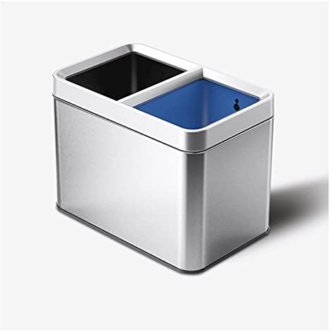 RENEESME Kitchen Trash Can Kitchen Trash Can Stainless Steel 2 Bins Integrated Garbage Sorting Large-Capacity Trash Can Without Lid Bathroom Trash Can