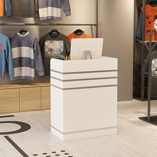 HPIRFYE Modern und schlicht Empfangstresen，Kompakt und nimmt keinen Platz EIN，Mit AbschließBarer Schublade，empfangstheke，Geeignet für Supermarkt, Convenience Store, Büro, Hotel(Wit)