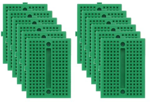 PATIKIL 12pcs Mini Breadboard, Solderless Breadboard Small Breadboard 170 Tie Points Prototype PCB Bread Board Electronics Kit Self Adhesive Plates, SYB-170, Green