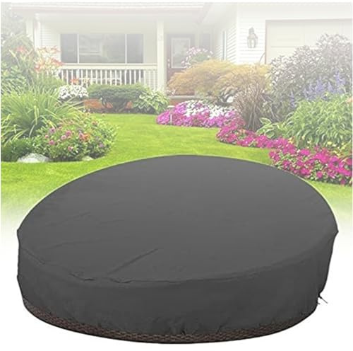 Crysterris Sonneninsel Abdeckung Wasserdicht Rund, 210D Oxford Schutzhülle für Sonneninsel Outdoor, Abdeckplane für Lounge Sonnenliege Rund Garten mit Kordelzug(Size:190 * 89cm,Color:Black)