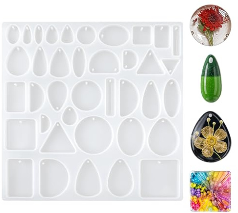 Silikonformen Epoxidharz Schmuck Set,Anhänger Resin Formen, 38 Mulden, Epoxidharz Formen Silikon Set, für Anhänger Halskette Schmuck DIY Kunst Machen Dekoration