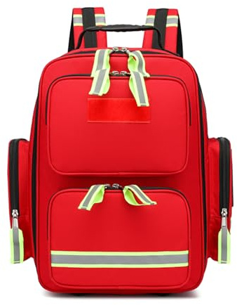 Lyirfan Notfall-Trauma-Rucksack, Erste-Hilfe-Tasche mit reflektierender, großer Kapazität, Erste-Hilfe-Rucksack, für Camping, Radfahren, Ausflüge, Kindertagesstätte, Rot