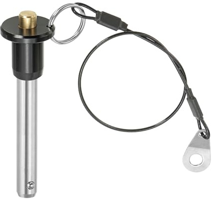 PATIKIL Spilla a Sgancio Rapido 5/16 x 1.57, Perno Bloccaggio a Sfera Acciaio Inossidabile 304, Perni Posizionamento Sicurezza con Pulsante, Cavo Sicurezza da 25 Cm (8 x 40mm)