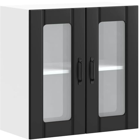 vidaXL Küchen-Hängeschrank mit Glastür Lucca Schwarz Holzwerkstoff