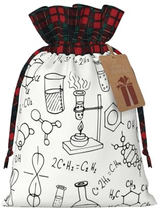 Chemie-Druck, Tragetasche mit Kordelzug, 21,1 x 30 cm, für Geschenke, Reisen und den täglichen Gebrauch, mit Kraft-Geschenkanhängern, 1 Stück