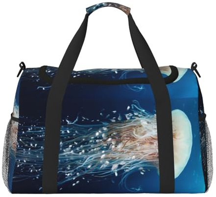Seesack für Reisen, Ozeanweiß, Quallen, Dansing, Weekender, Übernachtung, Reisetasche, Sporttasche für Damen und Herren, persönliche Gegenstände, Reisetasche