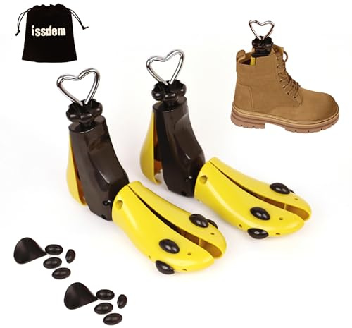 issdem Adjustable Boot Stretcher for Men Size 7-10, Shoe Widener Stretcher, Shoe Trees for Women Size 4.5-8 (Yellow for Men UK size 7-10)