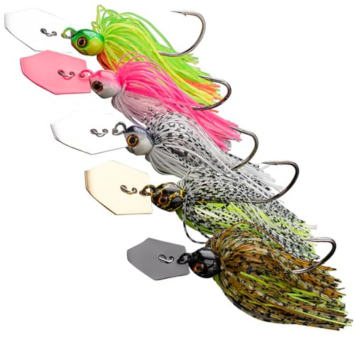 5 stycken ChatterBait, Chatterbait Gädda, Chatterbait Buzzbait Bete, Spinnerbait, Fiskekatter Heads Jig Set, för öring, abborre, gädda (A)