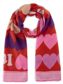 CODELLO Damen Schal aus recyceltem Polyester mit Herzen- und Schrift-Print