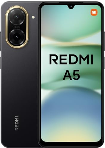 XIAOMI Redmi A5 smartphone, 3 64 GB, svart, superklar 32 MP AI-kamera, 5 200 mAh batteri, kraftfull Octa-Core-processor, dimsiv 6,88 tum 120 Hz skärm