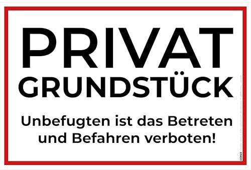 Privatgrundstück Schild 30 x 20 cm 1 Stück Privatgrundstück betreten verboten Schilder Hartschaumplatte 300x200x3mm von vanva