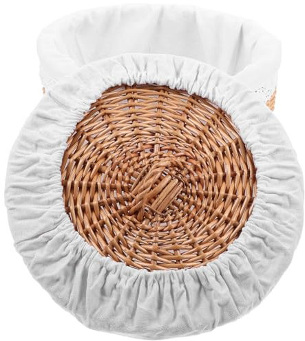 VICASKY Cestino Portaoggetti in Vimini Bianco Intrecciato per Frutta e Pasticceria Coperchio, Decorazione e Contenitore da Cucina per Ufficio e Casa
