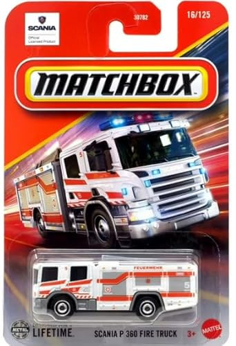 Matchbox Scania P 360 Feuerwehrauto [Weiß] 16/125, Maßstab 1:64, Druckguss-Auto