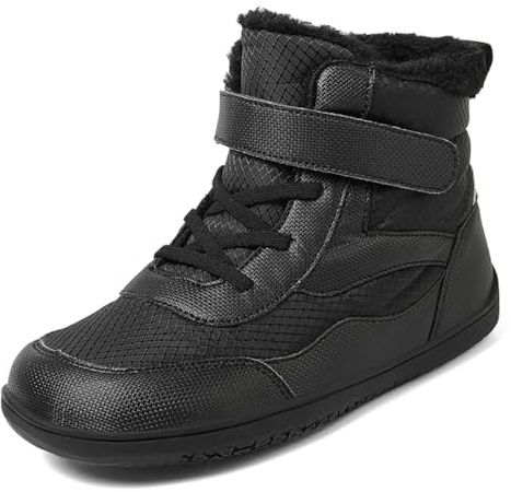 HSNA Bottines d'hiver pour Enfants Garçons Filles Bottes Doublure chaude Étanche Antidérapante (A008 Noir 31 EU)
