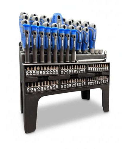 100PCS Screwdriver Tool Kit – Durable Chrome Vanadium Steel Philips, Flat & Torx Head Precision Screwdrivers – Ergonomic Non-Slip Handles Hand Tool Set for DIY, Electricians & Home Repairs