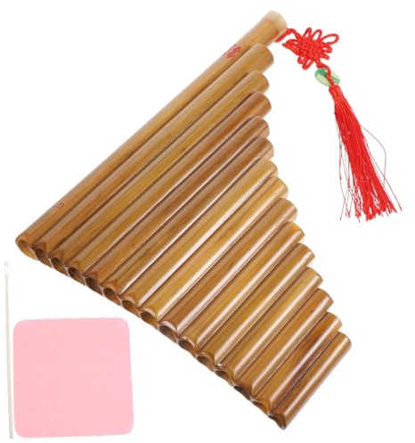 TOYANDONA Bambus Panflöte für Anfänger mit 15 Röhren Einfach zu Spielen Braun Traditionelles Schulmusikinstrument für Musikliebhaber und Kreative Spieler Zufällige Farbe Zufälliger Stil