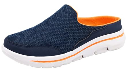 Ortopediska sandaler sommar, slip-on clogs tofflor tofflor breda fötter vandringsskor andas bekväma sportskor lätt mjuk undersida promenadskor för kvinnor, Mörkblå, 48 EU